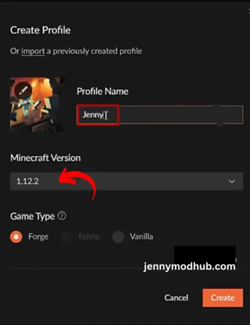 Create the Profile on Jenny Mod